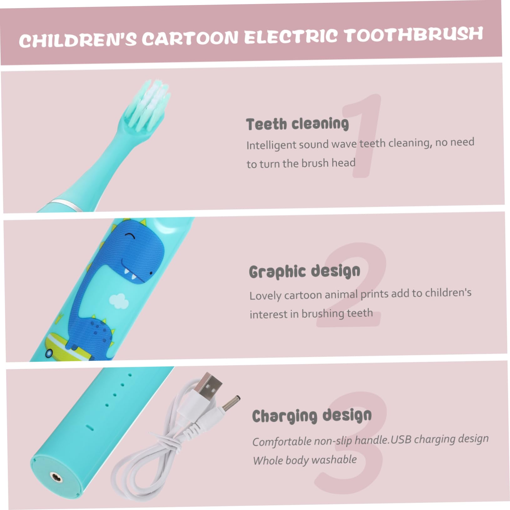 Healvian 3 Set Di Spazzolini Elettrici Per Bambini Per Ragazzi E Ragazze Con Design A Cartoni Animati Delicati Sulle Gengive Per Neonati.