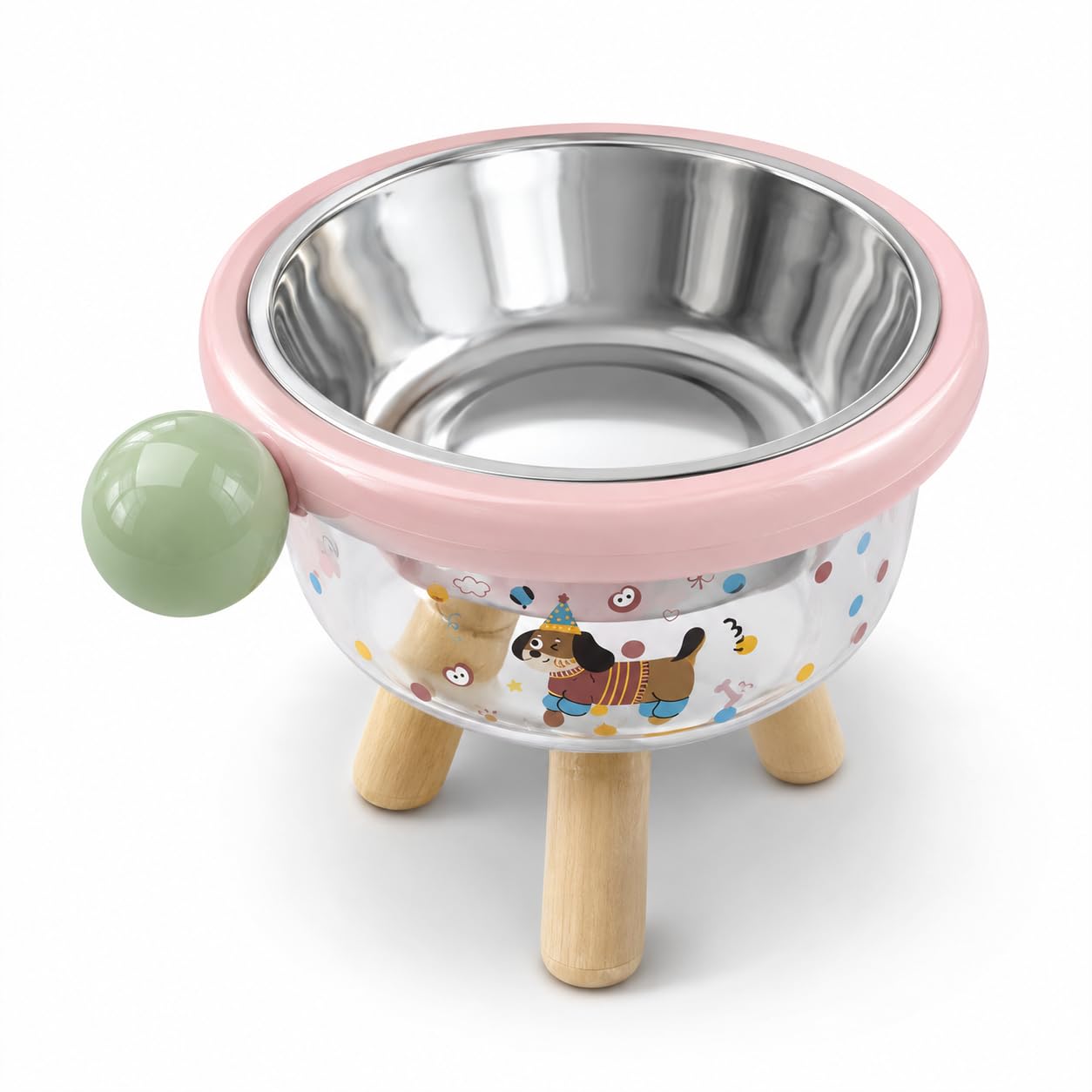 H-DAIWEI 2-in-1 Elevated Dog Food Bowl, Stainless Steel Dog Bowl with Non-Slip Acrylic Stand, Removable Small Dog Bowls for Food and Water, Pet Feeding Bowl for Cats and Small Dogs