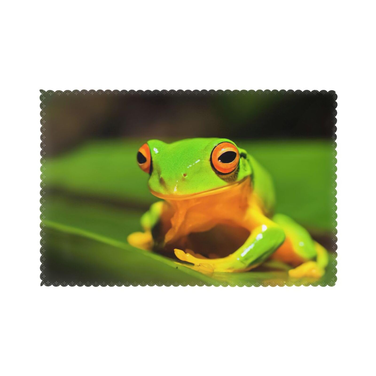 Lovely Tree Frogs Print Placemats Set Of 6, 12x18 Inch Polyester Washable Heat Resistant Kitchen Dining Table Mats