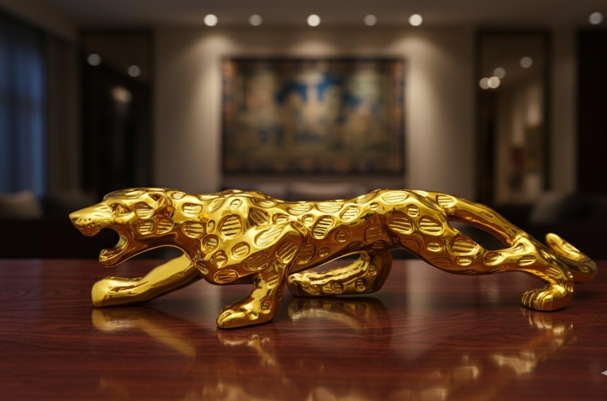 Buy GIFTGROW Golden Running Leopard Statue | Premium Home & Desk