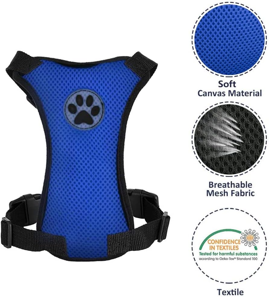 Lukovee Dog Seat Belt for Car Adjustable Dog Car Harness for Large Medium Small Dogs Soft Padded & Breathable Mesh Dog Seatbelt with Car Strap and Carabiner (Blue,S) - Image 4