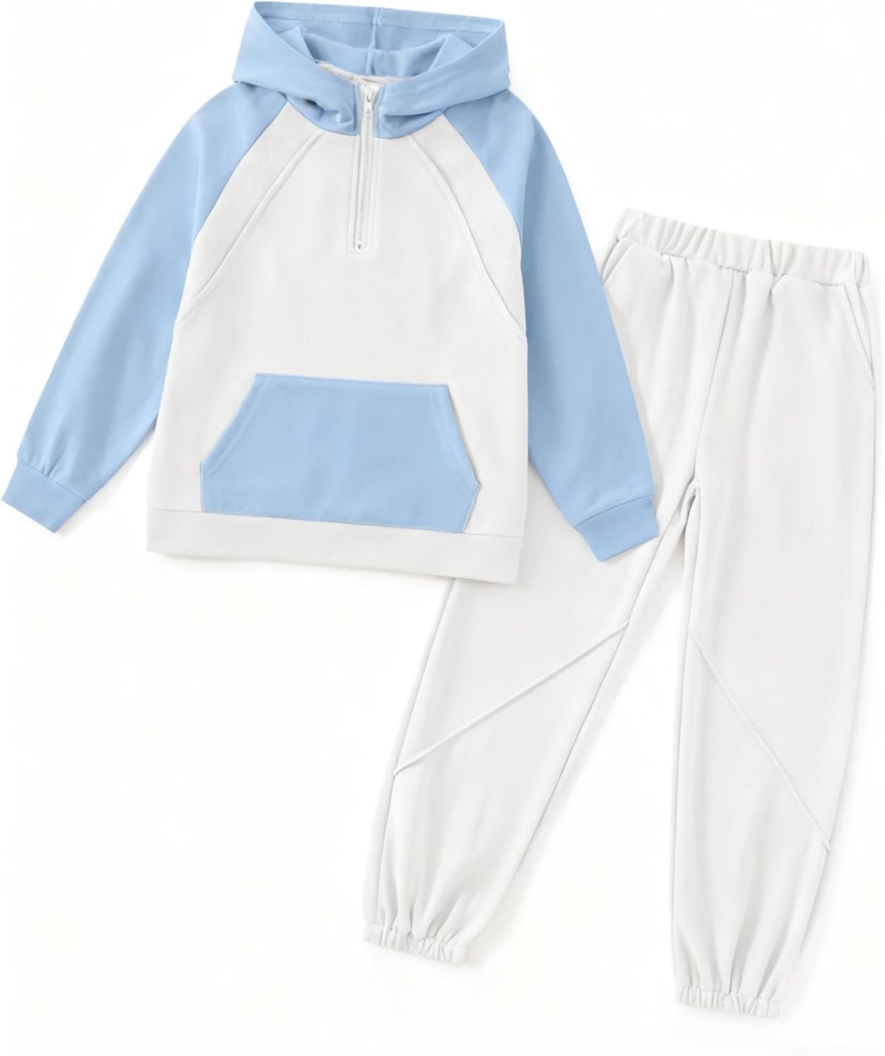 Girls 2 Piece Outfits Tracksuit Quarter Zip Hoodie Long Sleeve Sweatshirt and Sweatpants Set with Pockets - Image 3