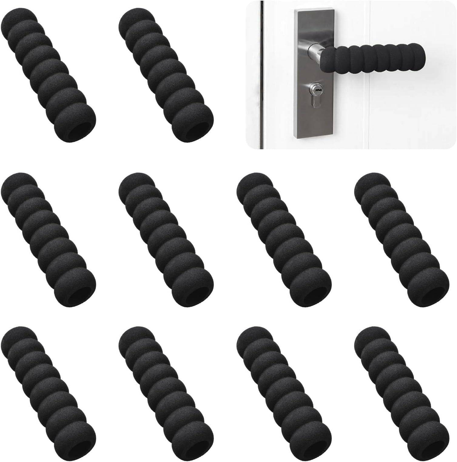 UFURMATE Door Handle Covers, 10Pcs Soft EVA Foam Knob Covers Anti-Static Safety Door Handle Glove Covers Door Knob Protector for Spring and Winter (Black)