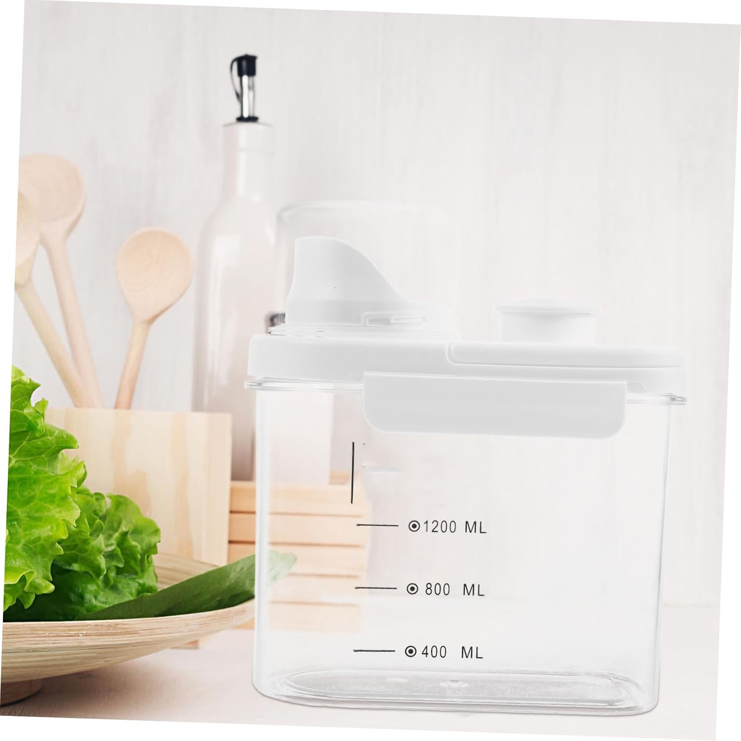 Airtight Rice Storage Container 2.8l White Cereal Storage Bucket and Dust Proof Seal for Kitchen Pantry Organization