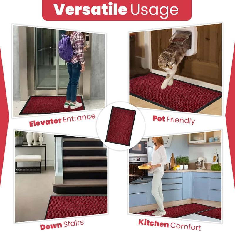 Door Mat for Front Door – Indoor Outdoor Entryway Mat, Non Slip TPE Rubber Backing, Waterproof Absorbent Washable Door Mat, Welcome Mat for Home, Patio, Porch, Garage & Office – Modern Design