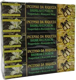 Incenso da Riqueza Baunilha e Poison - Prosperidade e Acançando Metas 3cxs.7v
