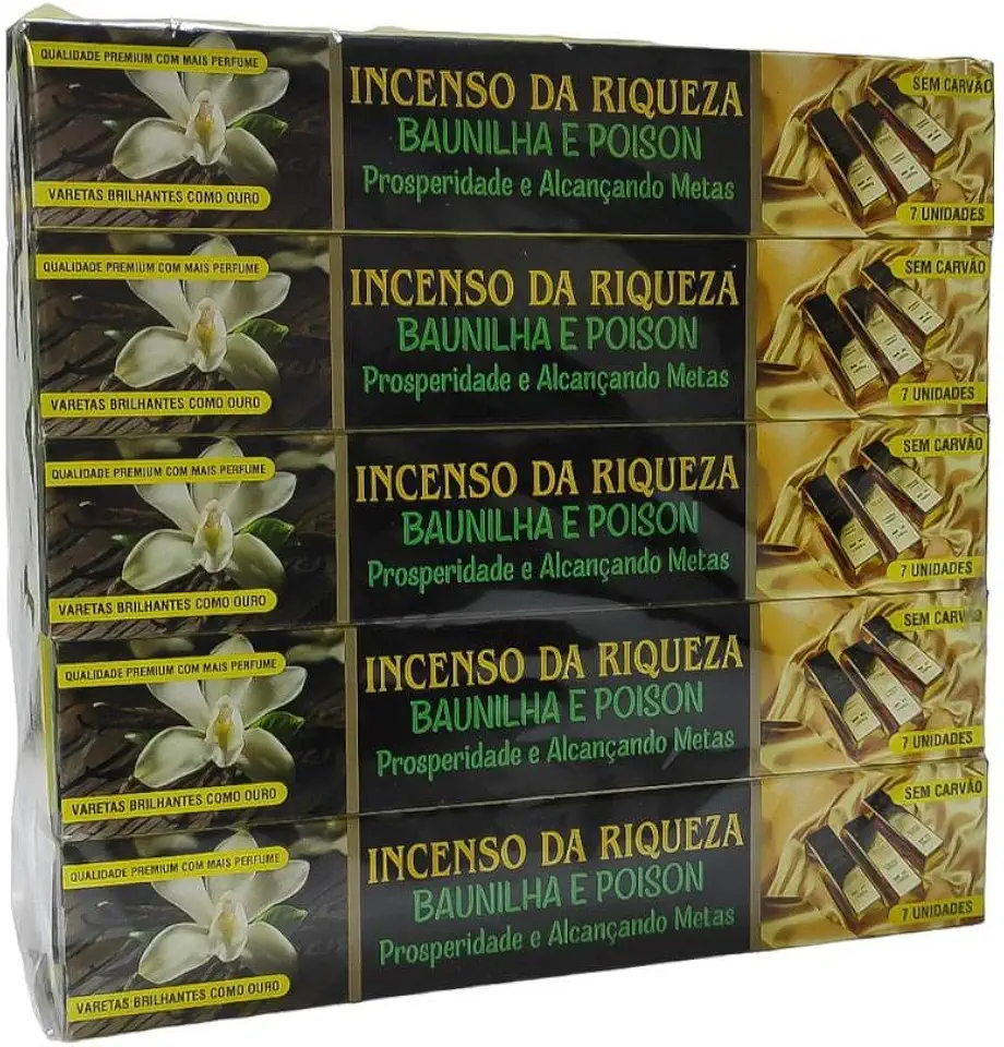 Incenso da Riqueza Baunilha e Poison - Prosperidade e Acançando Metas 3cxs.7v