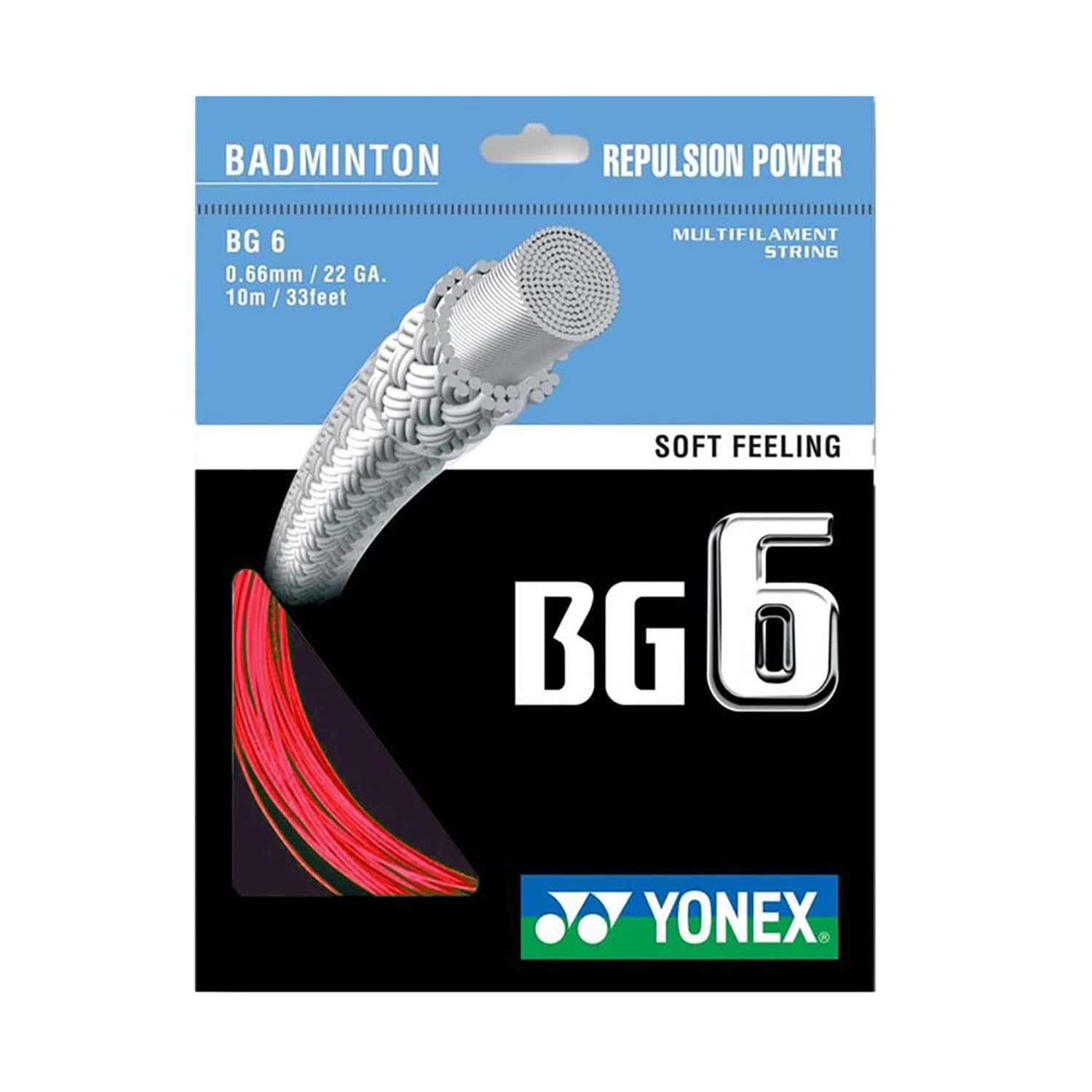 YONEX BG 6 Badminton String - RED (379)