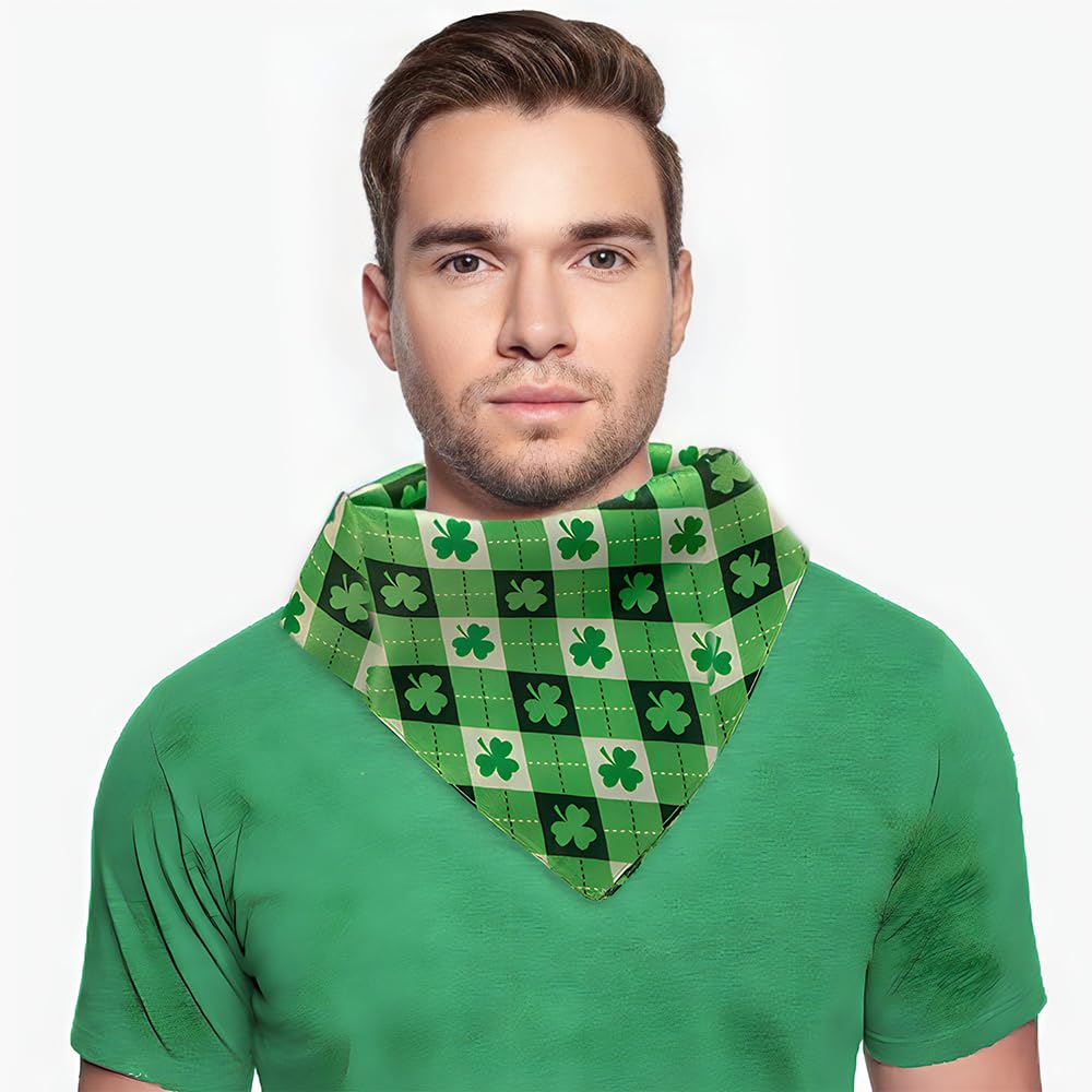 Fun Express St Patricks Day Bandanas - 12 Bandanas of Assorted Shamrock Designs