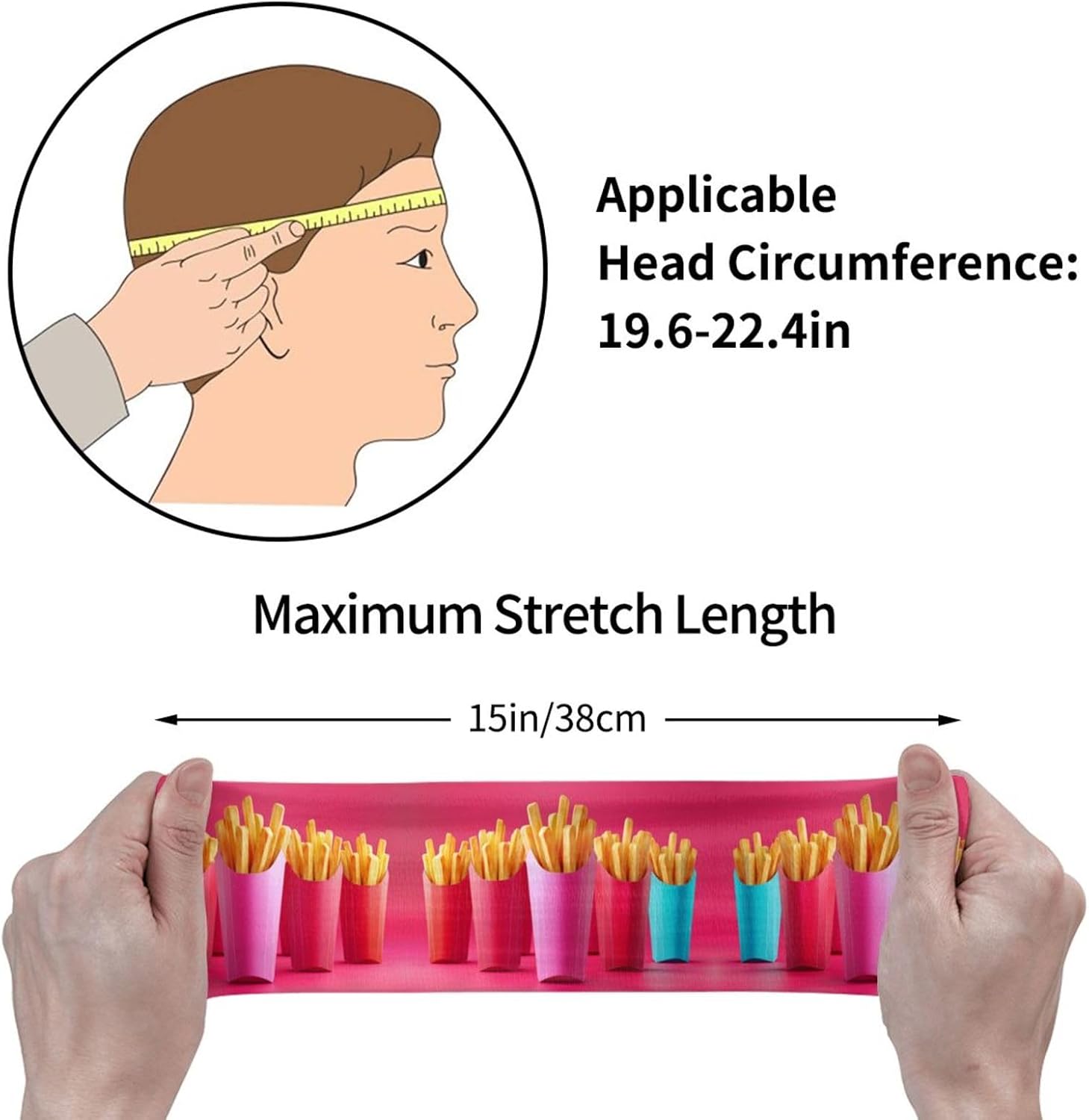 Colorful French Fries Sweat Band Headband for Men Women - Athletic Stretchable Breathable for Running Gym Tennis Yoga & All Sports