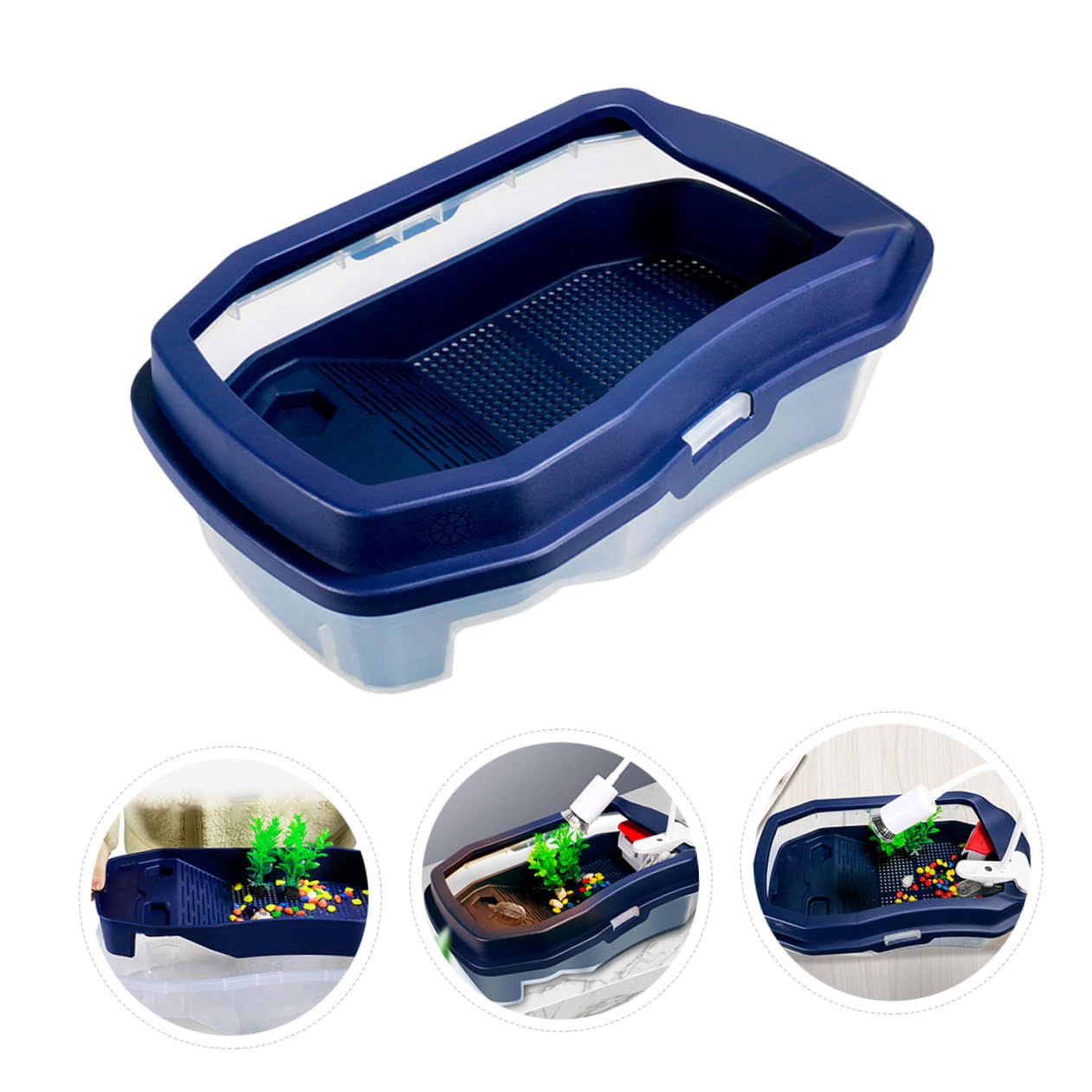 NUOBESTY Tanque Fácil Plástico para Tortugas de Tomar Plataforma el Doble Función Agua y Zona Seca, Resistente de Limpiar, Adecuado Sol para Hábitat