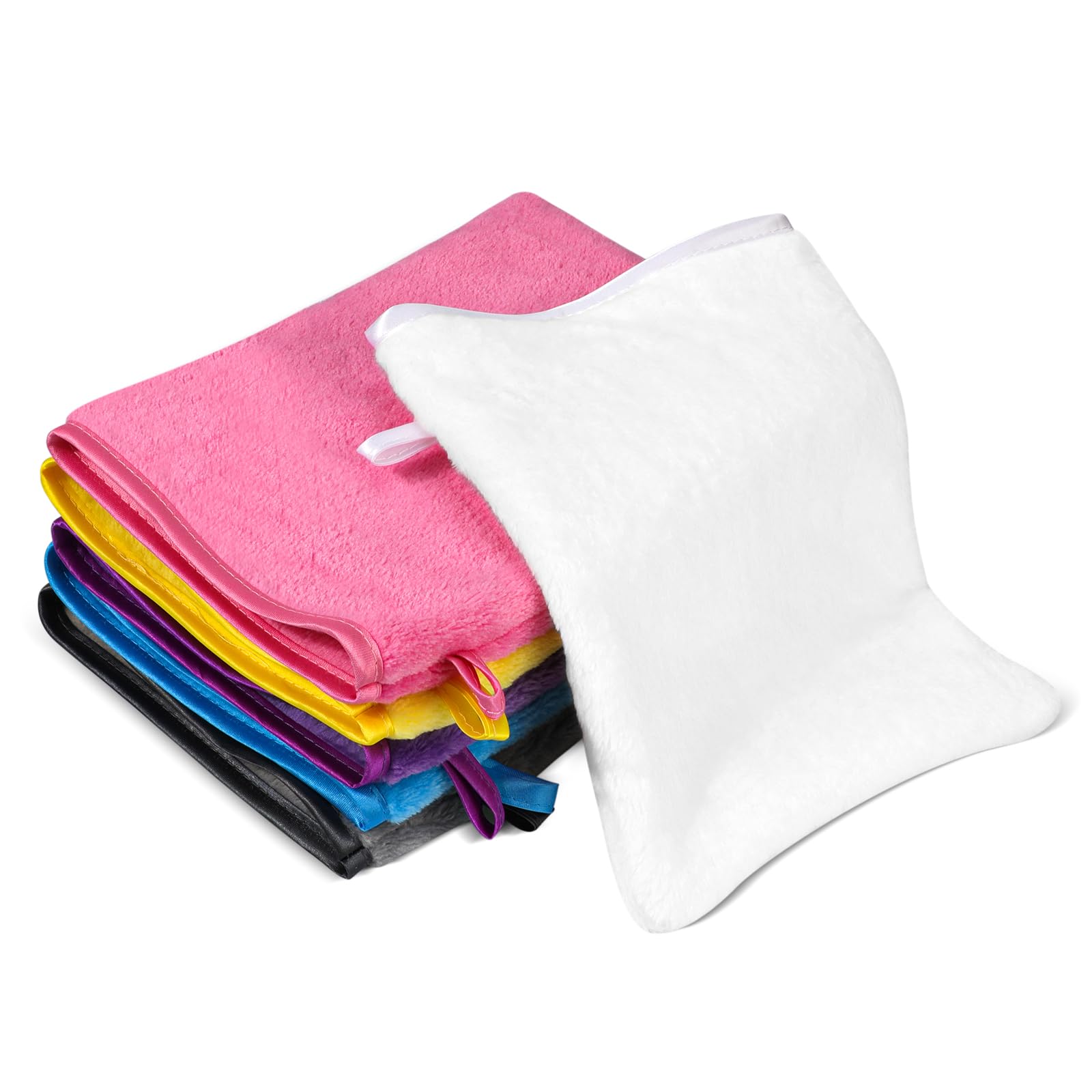 PHOGARY 6 Pack Microfiber Face Washcloths Facial Wash Mitts, 7.8"x5.1" Soft Flannel Towel for Washing Face, Reusable Makeup Remover Absorbent Easy-Dry