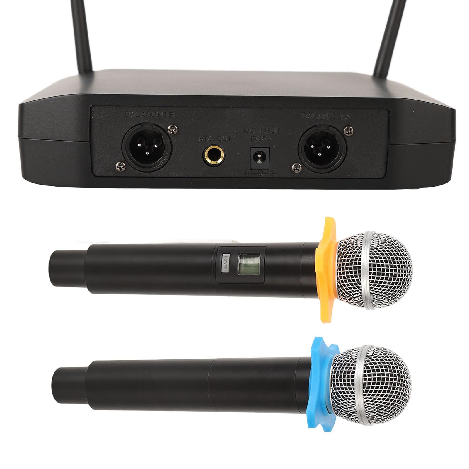 Micro Kit de Micrófonos Dinámicos Inalámbricos de Metal UHF Profesional, Micrófonos Dinámicos de Mano con Receptor Recargable para DJ Cantante, Boda,(Enchufe europeo 110-240V (voltaje amplio))