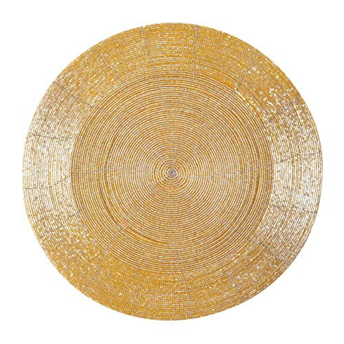 Lightnpro Champagne Beaded Placemats Set of 4-13 Inch Round Handmade Table Chargers - Rustic Farmhouse Glitz Table Décor for Dining, Christmas, Thanksgiving, Easter, Parties & Celebrations by Light & Pro - Used condition - Image 5