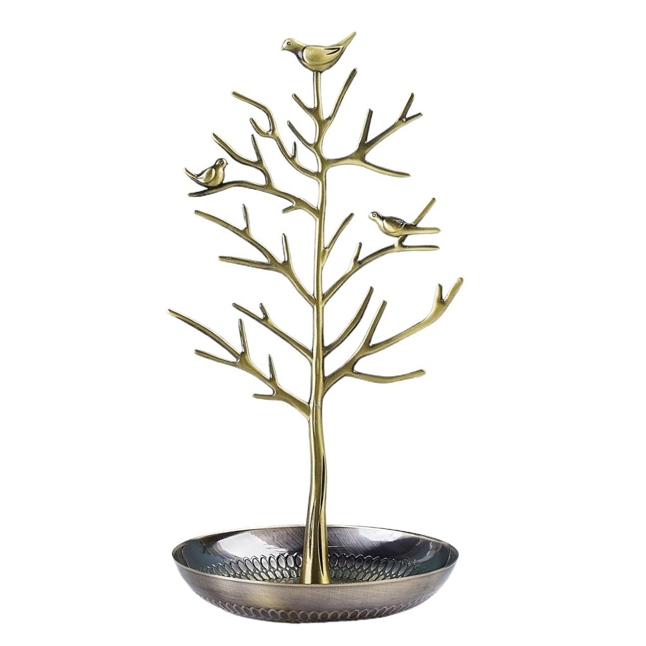 Zymjzbetic Jewellery Tree 1pc Vintage Metal Bird Tree Shaped Jewelry Rack Necklace Bracelet Earrings Ring Display Storage Stand(Color 3)