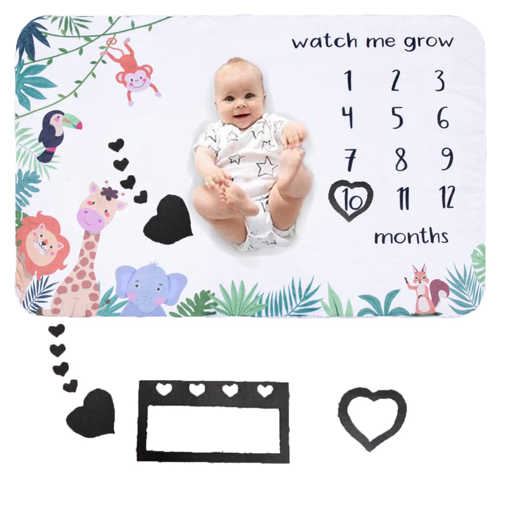 URbazaar Baby Monthly Milestone Blanket, Baby Photography, Baby Photo Blanket Photo Prop for Days Weeks Months Year, Great Baby Gifts for Newborn (Animal)
