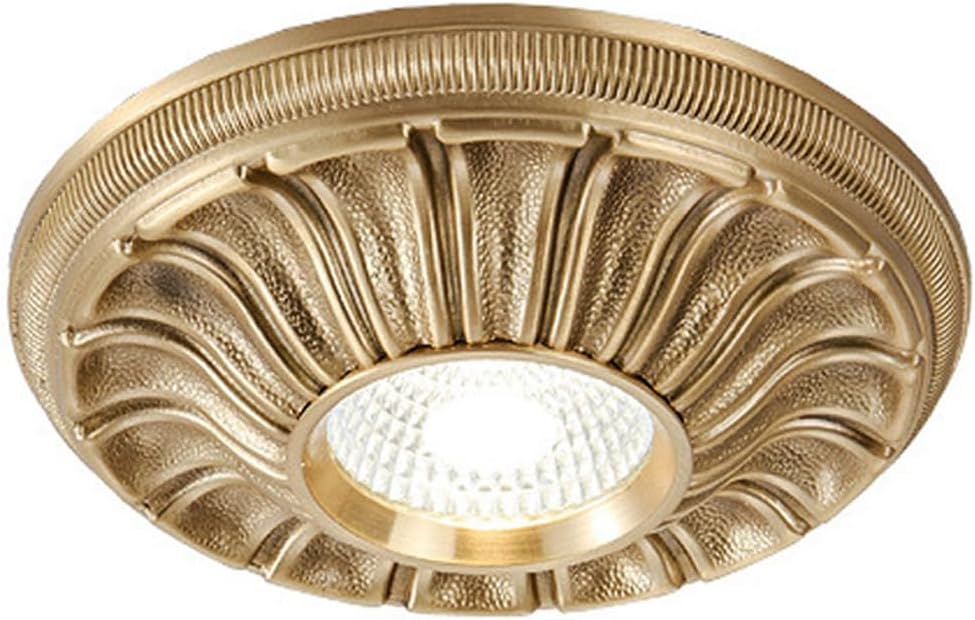 Round LED Recessed Downlight for Entrance,Recessed Lighting Fixtures Baffle Trim 3.9 Inch Brass Downlight,5W Dimmable COB Directional Light Fixture