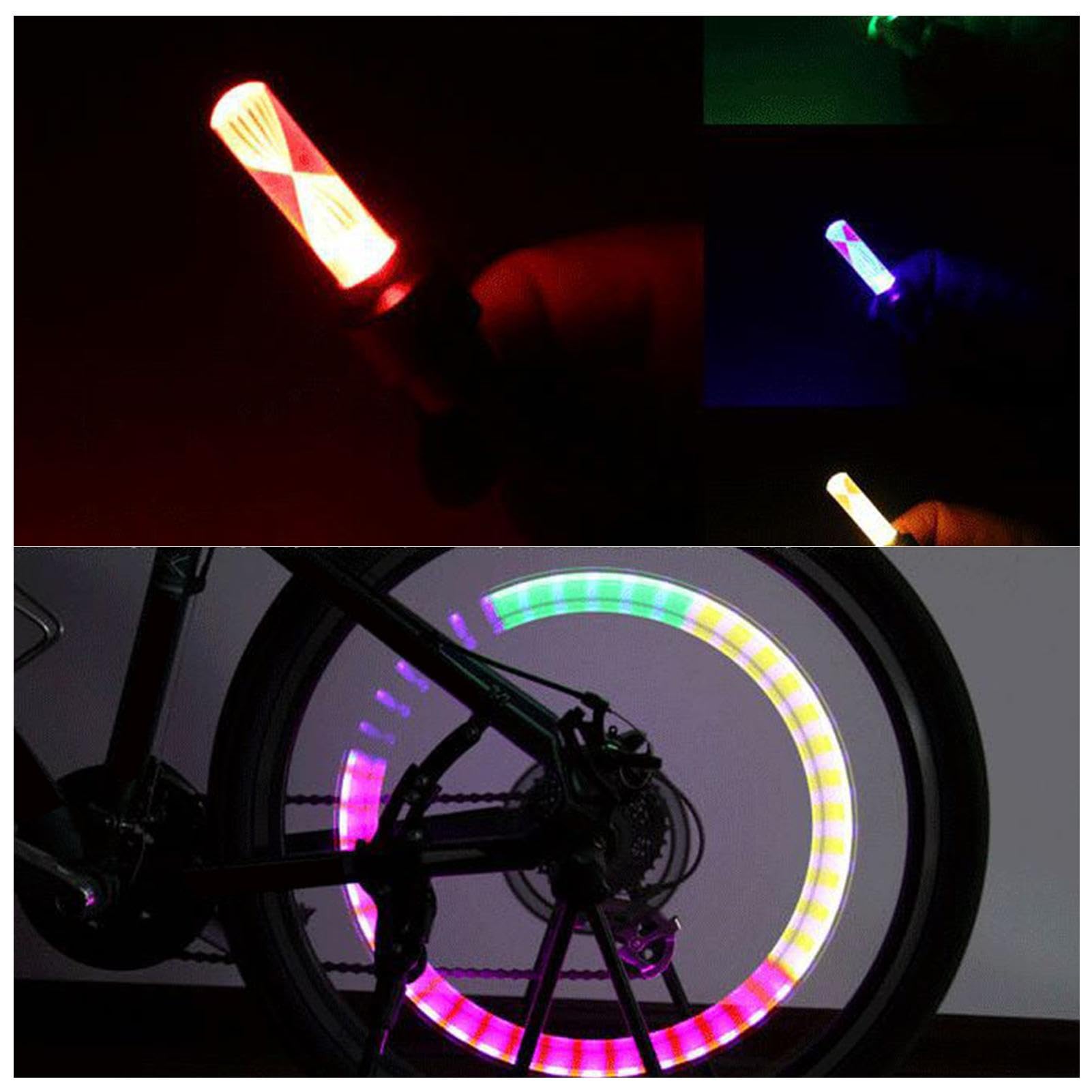 Luce LED per pneumatici di bicicletta, luci colorate con sensori di movimento, tappi per valvole dell'aria per bicicletta, auto, moto, riscaldamento di sicurezza, ciclismo notturno Zorq