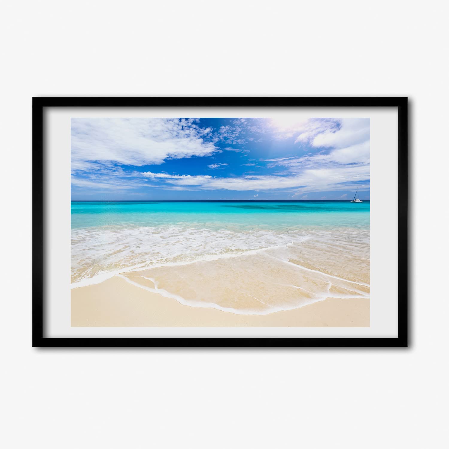 Affiche Décoratif 60x40 cm Plage Tropicale avec cadre en bois et tableau MDF - 6