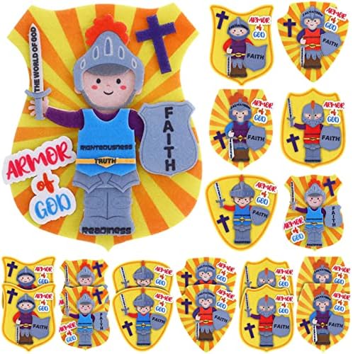 Mixweer 48 Pcs Armor of God Craft Kit Sunday School Crafts Religious School Party Craft for Kids Bible Crafts for Birthday Christmas Party Favor Children Fun Home Classroom Activities, 6 Styles