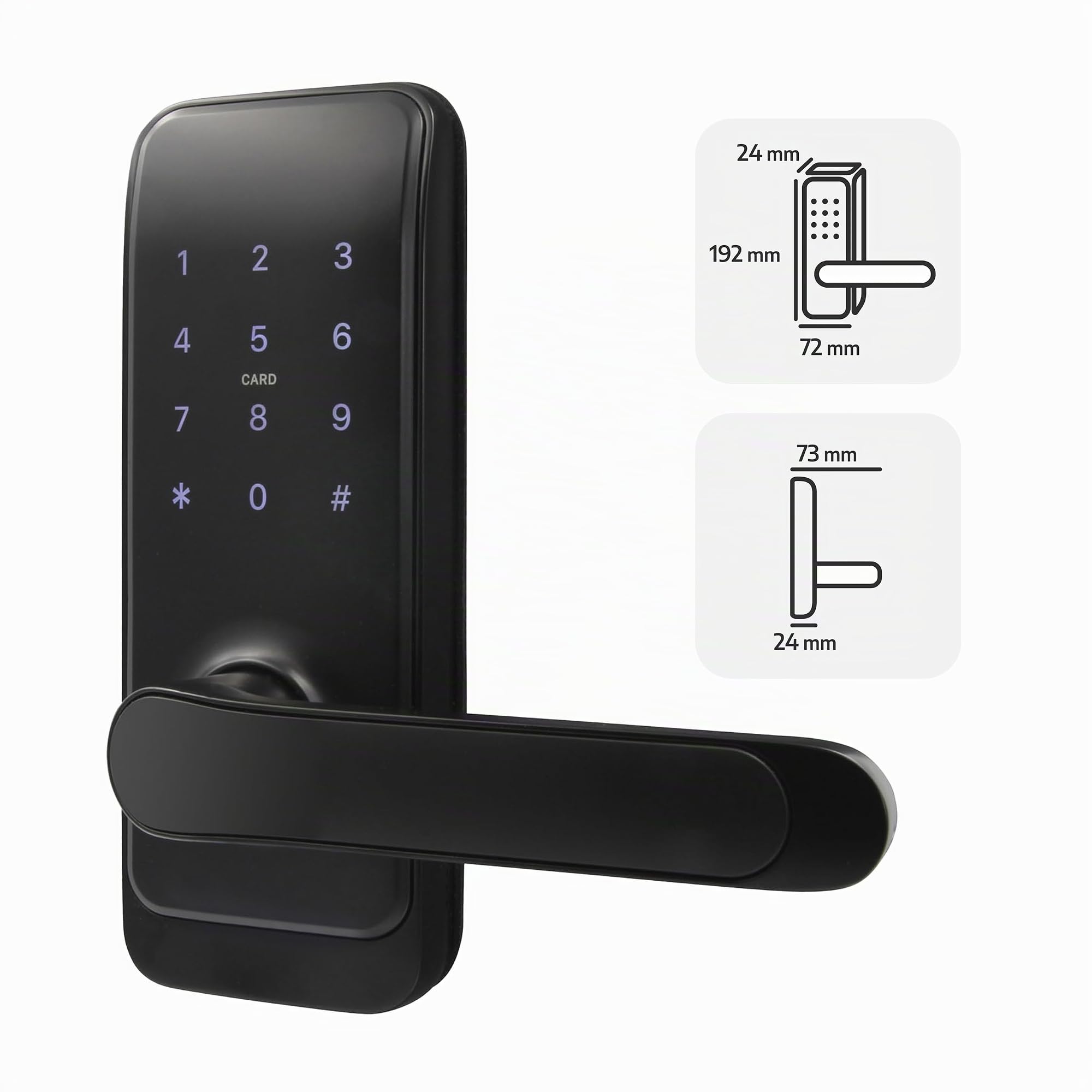 EURA ELH-51H4 Serratura di porta intelligente con maniglia Serratura di codice 13.56MHz Lettore di prossimità IP65 Spaziosa di sicurezza universale Nero