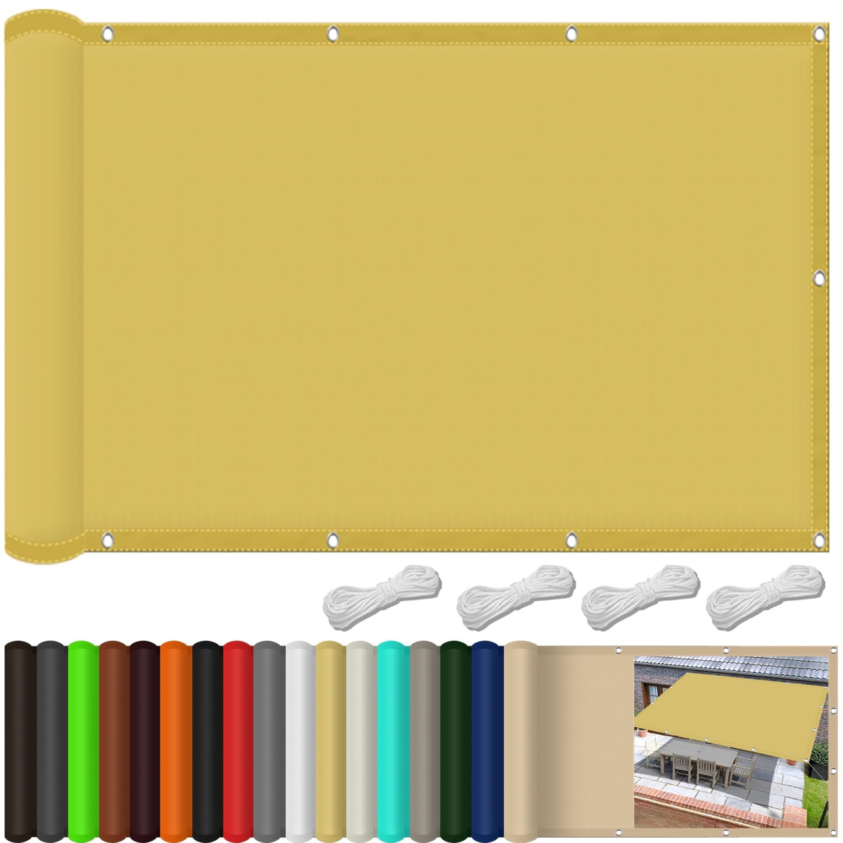 Żagiel Przeciwsłoneczny 200 x 220 cm 98% Odporności Na Promieniowanie Uv, Wiatroszczelność, Wodoodporność, Żagiel Ogrodowy, Baldachim, Na Zewnątrz, Do Ogrodu, Piaskowy żółty
