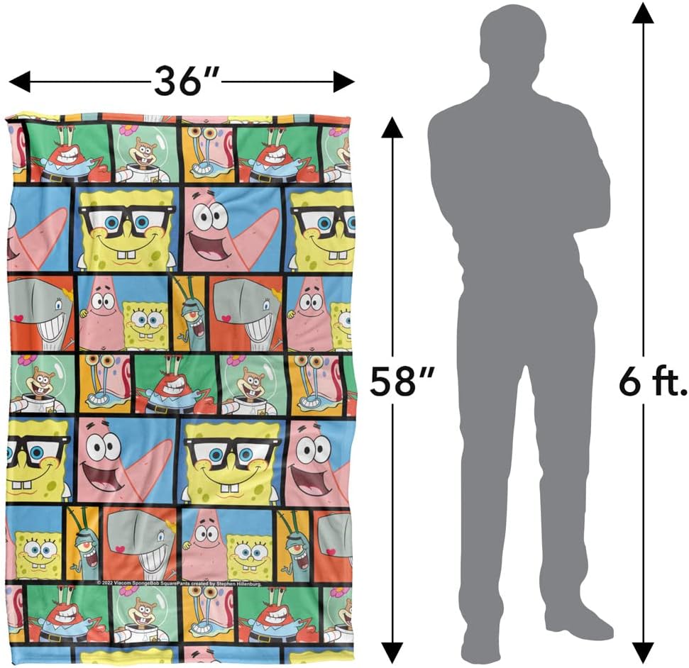 Spongebob Blanket, 36"x58" Spongebob Tile Pattern Silky Touch Super Soft Throw Blanket