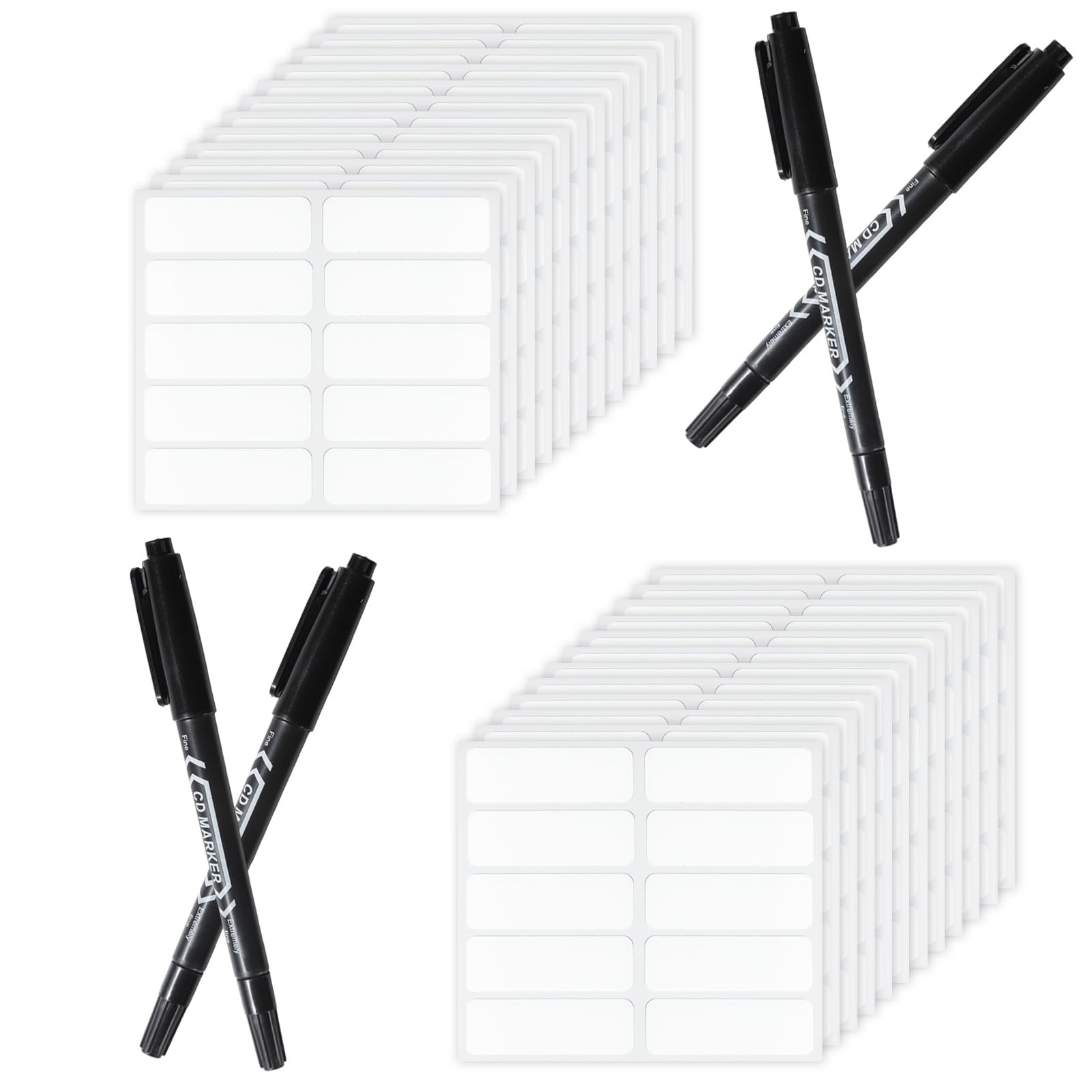 200Pcs No-Iron Stick on Name Labels for Clothes Kids, Clothes Labels for Kids with 4Pcs Black Fabric Marker Pens, Waterproof Name Tags for Clothes, Suitable for Home, School & Nursing
