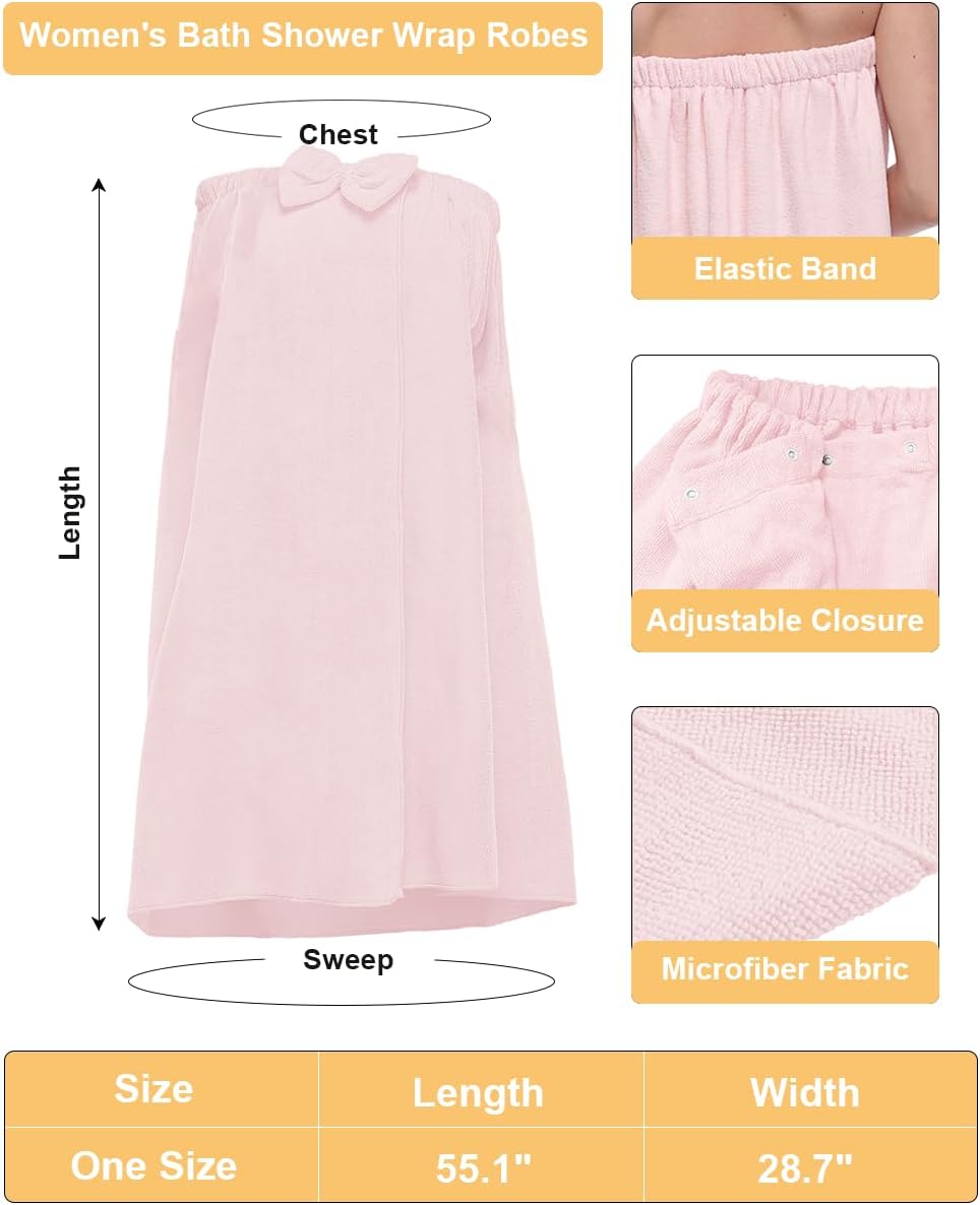 goodmansam Women's Shower Wrap Robes Spa Body Wrap Bathrobe Ultra Absorbent Cover up Towels - Image 4