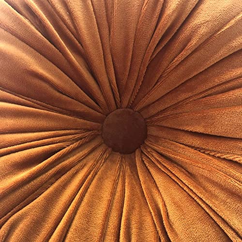 Elero Round Pillows Velvet Pleated Circle Pillow Chair Cushion Floor Pillows Home Decorations For Home Couch Chair Bed Car Orange, 1 Count (Pack Of 1) #TOP4