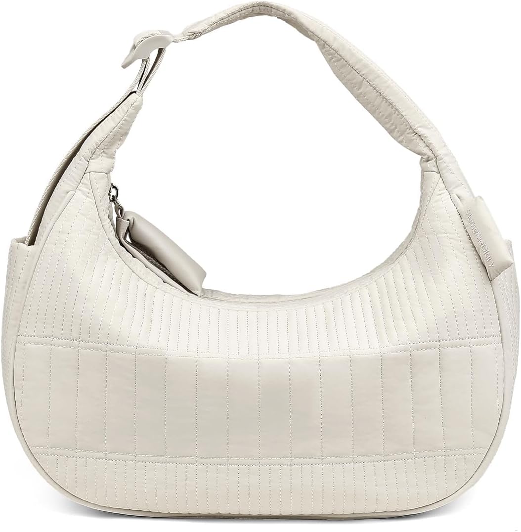 HomemeDiary Crescent Shoulder Bag for Women, Lightweight Puffy Quilted Purses Small Puffer Shoulder Handbags for Travel