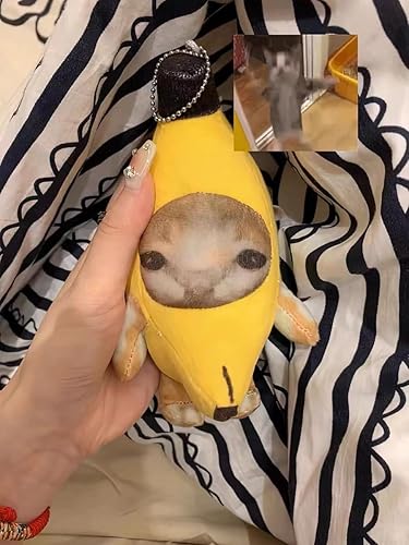 Miniatura 3 de Babylounger Gato de plátano de 7 pulgadas, peluche de gato de plátano, gato de plátano llorando, divertido llavero con sonido para niños y adultos