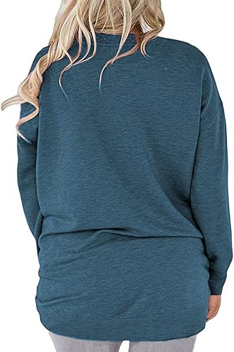 Miniatura 3 de ROSRISS Plus-Size-Tops for Women Long Sleeve V Neck Shirts Oversized Pockets Tunics
