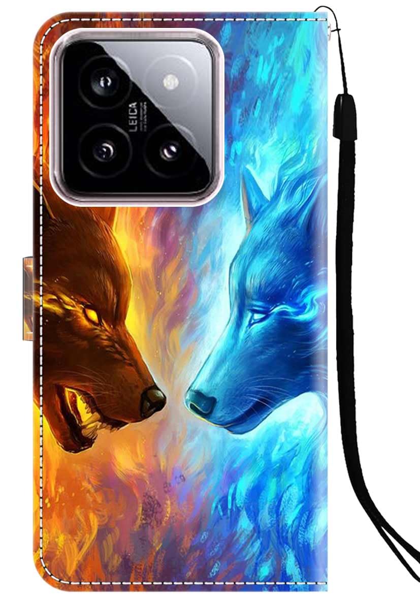 Custodia Portafoglio Per IPhone 13 Con Supporto - Pelle PU, Fodero A Libro Con Chiusura Magnetica, Stampa Lupo - 2
