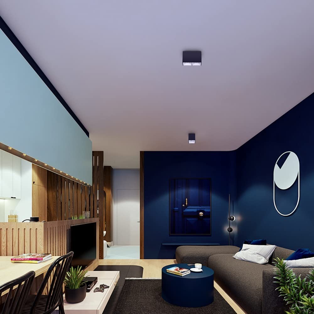 Faretto LED, apparecchio di Illuminazione da soffitto per Interni a 2 luci da 20 W, Rettangolare per Cucina, Soggiorno e Camera da Letto, faretti a Binario Fisso/Lampada d'accento/