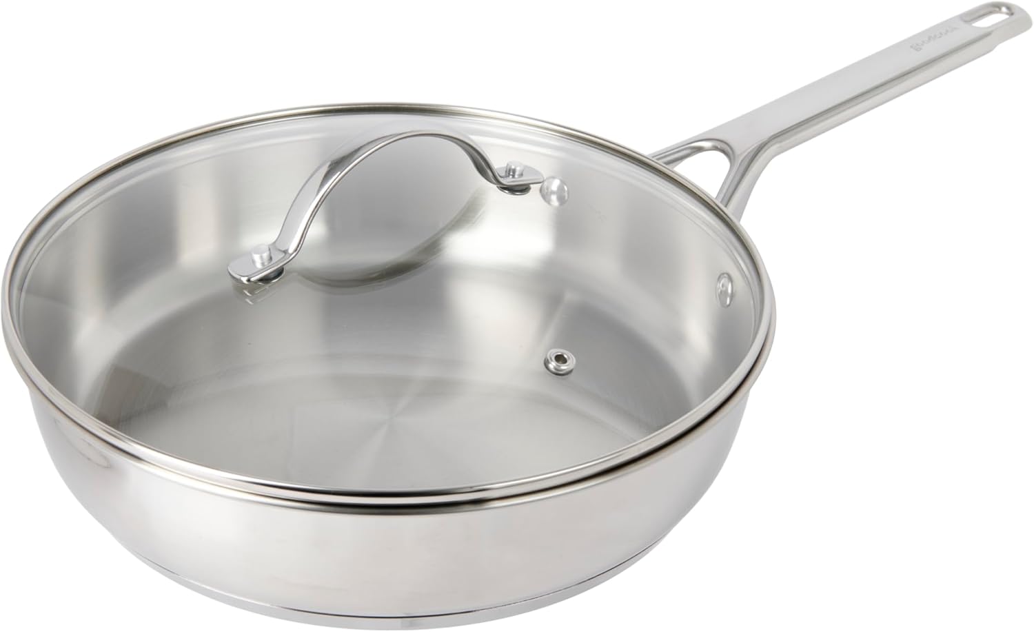 GoodCook Stainless Steel Deep Saute Pan 10.25-Inch, Oven-Safe to 500F & Induction-Safe Compatible with All Stovetops 3-Layer Construction for Even Heating Non-Toxic PTFE & PFOA Free, 3-Quarts, Silver