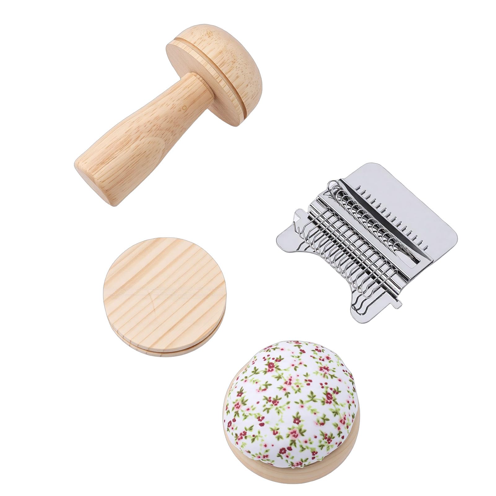 Wakects Mini Kit de Herramientas para Zurcir, Herramienta de Reparación de Tejido de Madera de Haya con 50 Hilos y 12 Agujas, Fácil Reparación de Telas para Calcetines, Suéteres, Ropa, Artesanos