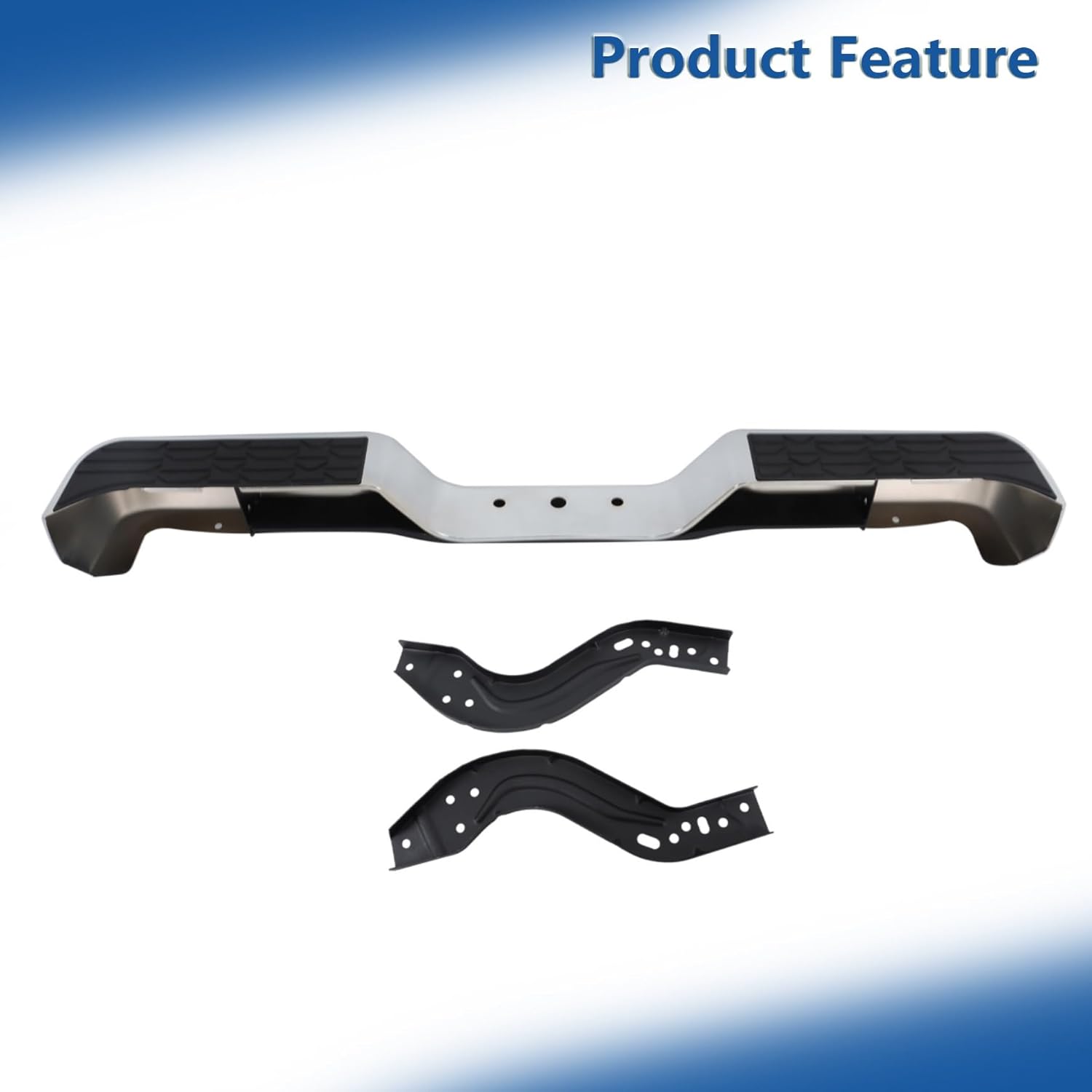 Chrome Steel Rear Step Bumper Replacement for Toyota Pickup DLX 1989-1995 with Deluxe Level Trim 002283591213-PFM