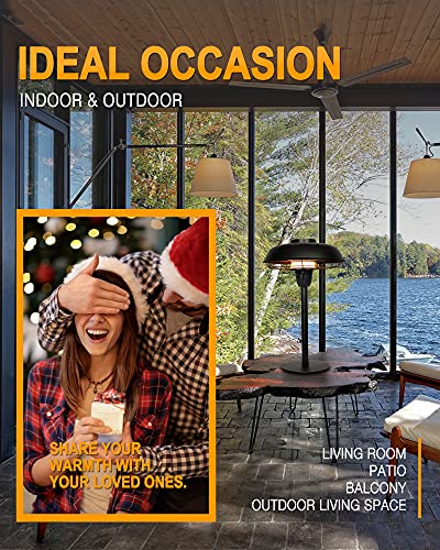 Star Patio Electric Patio Heater, Tabletop Heater, 1500W Infrared Outdoor Heater With Ufo Shape Sandy Black Finish, Industrial Style Series, Ip44 Waterproof, Stp2036-Bt #TOP5