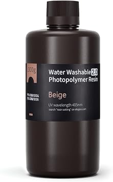 ELEGOO Water Washable 3D Printer Resin 2.0 Beige 1000g, Fast Curing