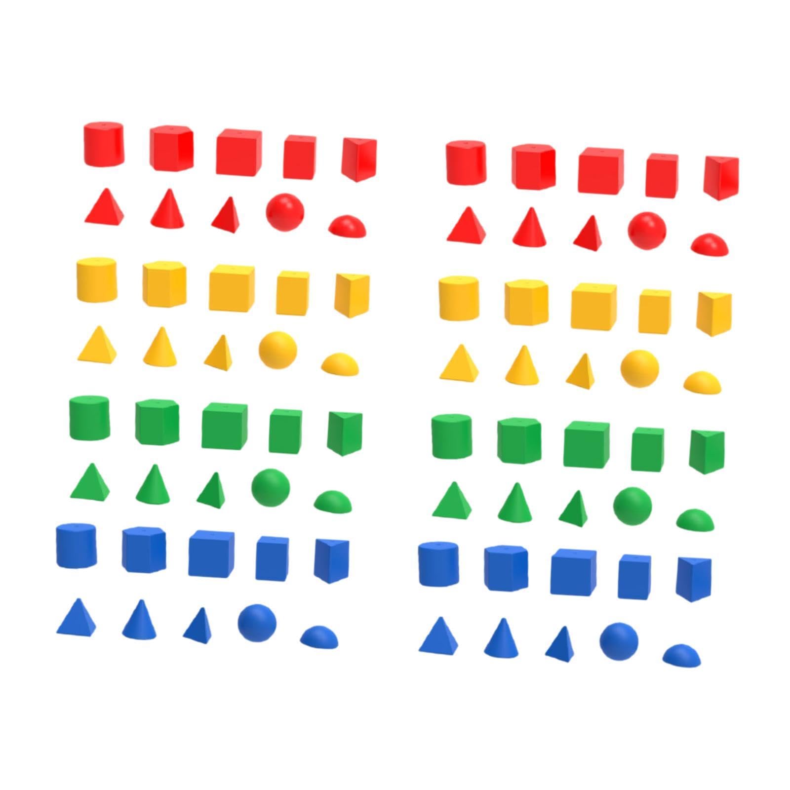 80 Bloques de Formas Geométricas 3D, Manipulativos Matemáticos, Bloques de Patrones.