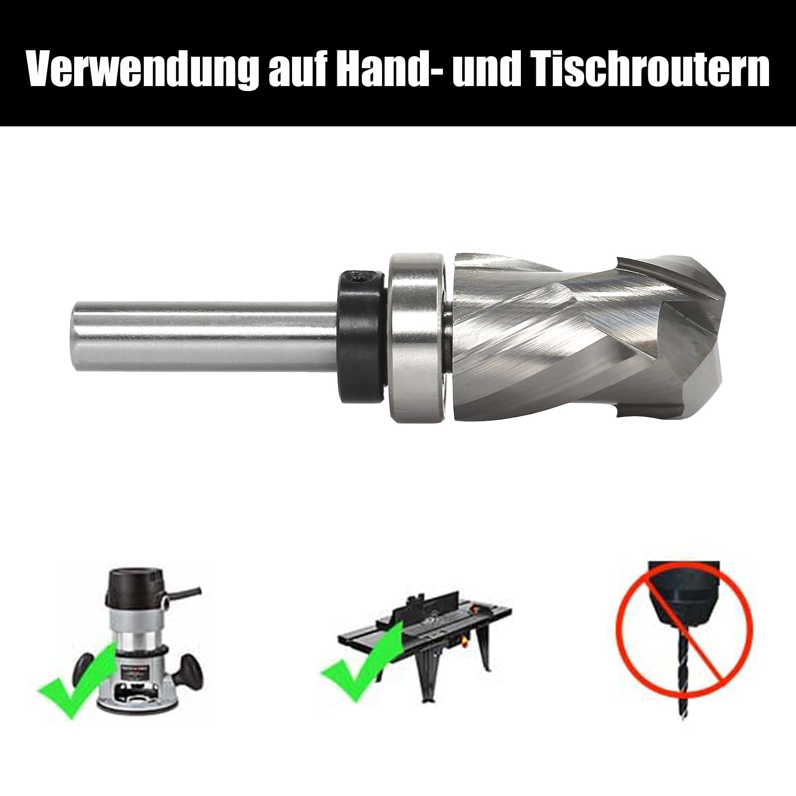 Fresa de enrasado en espiral de 8 mm, eje de compresión hacia arriba y hacia abajo, fresa en espiral para fresadora superior, diámetro de corte de 19 mm, longitud de corte de 30 mm, ranura en