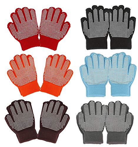 Gilbin Magic-Stretch Gripper Glove, Kids Size, Colorful Set, 6 Pair (Boys, 10-14 Yr)