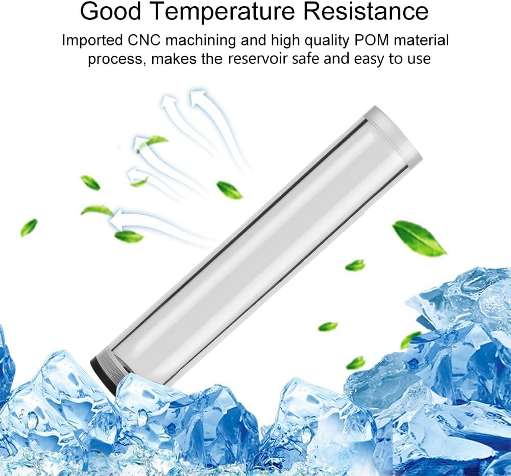 Water Cooling Reservoir, PC Water Reservoir 190mm*50mm Diameter G1/4'' POM Cylindrical CPU Water Cooler Reservoir System Heat Sink Kit Cooling Acrylic Water Reservoir for PC