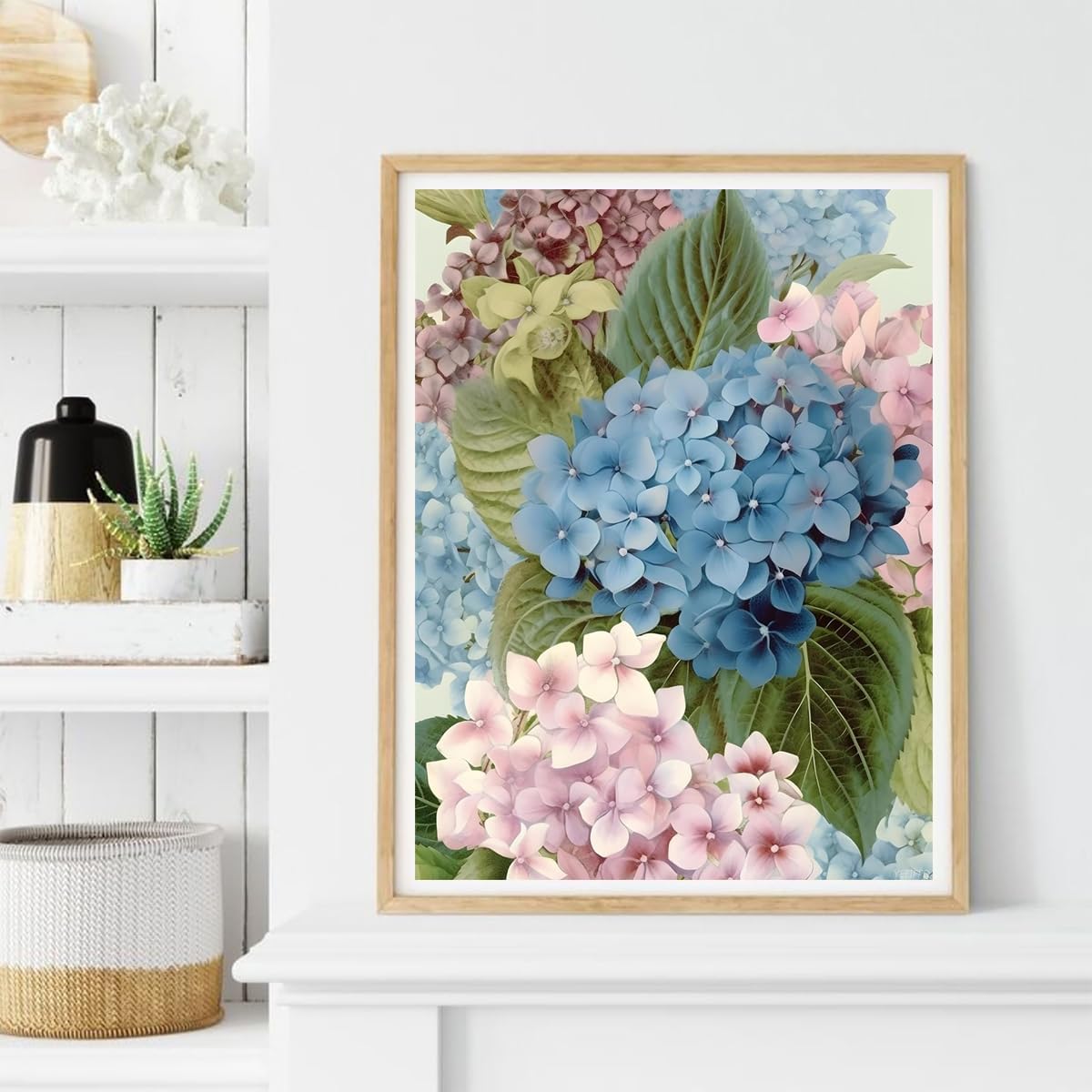 YEEIFFD Vintage Flower Diamond Art Kits, Hydrangea Diamond Painting Kits for Adults, DIY 5D Crystal Gems Art for Adults for Farmhouse Wall Decor Gift 12x16inch