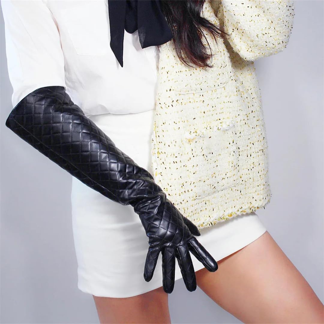 Unisex Übergroße Kunstleder Lange Handschuhe Gesteppte Puffärmel Warm Winter Cosplay Kostüm Stil