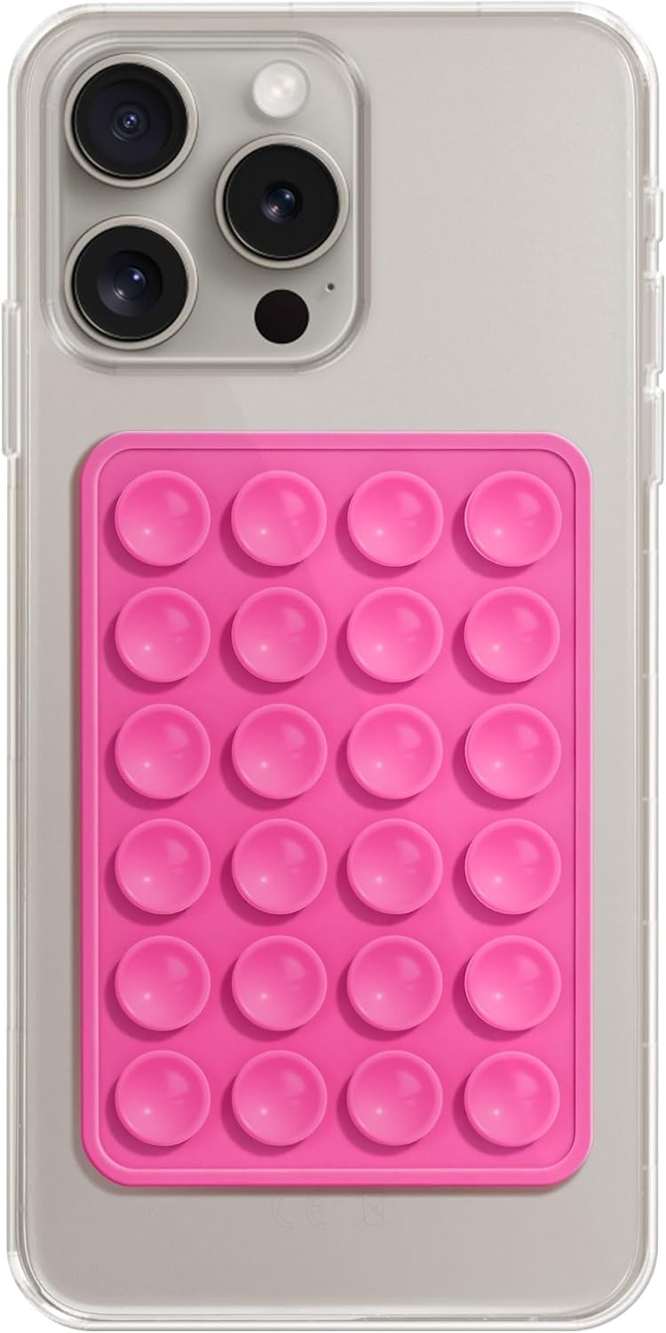 Suction Phone Case for Hands-Free Use – Silicone Phone Holder Sticker with Strong Grip for Mirror, Shower, Glass – Reusable Suction Pad for Watching Videos – Dark Pink (1-Pack)-image-20