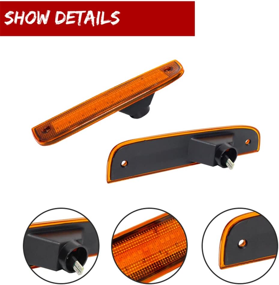 Front Bumper Turn Signal Light, Side Marker Corner Lamp Light, Compatible with Jeep Cherokee 1997-2001, Static Amber Light, Amber Lens