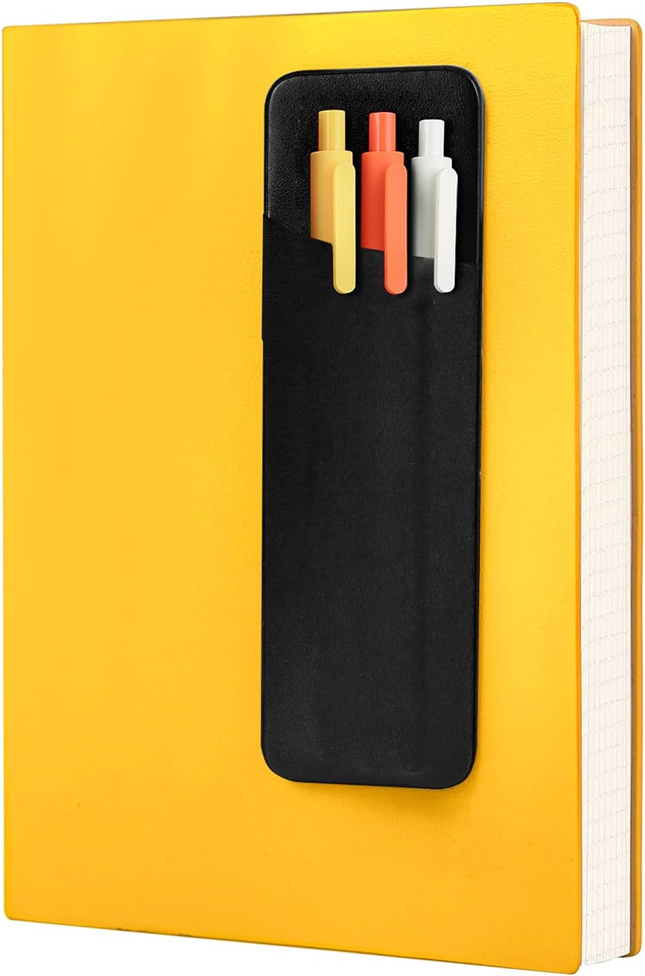 Epessa Stick-On Pen Holder for Notebook, Adhesive Pencil Sleeve Pouch for Hardcover Journals, Planners, Notebooks, Reusable Pen Pocket Organizer Easy to Remove (1 Pack)