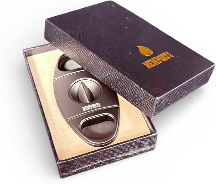 Newport Zero V-Cut Premium Cigar Cutter Precision Stainless Steel V Cutter for Cigars Sharp Clean Cut Includes Gift Box Available in Gold, Silver & Gray (Silver)